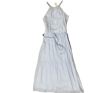 NWT Japna Light Blue & White Striped Halter Maxi Dress